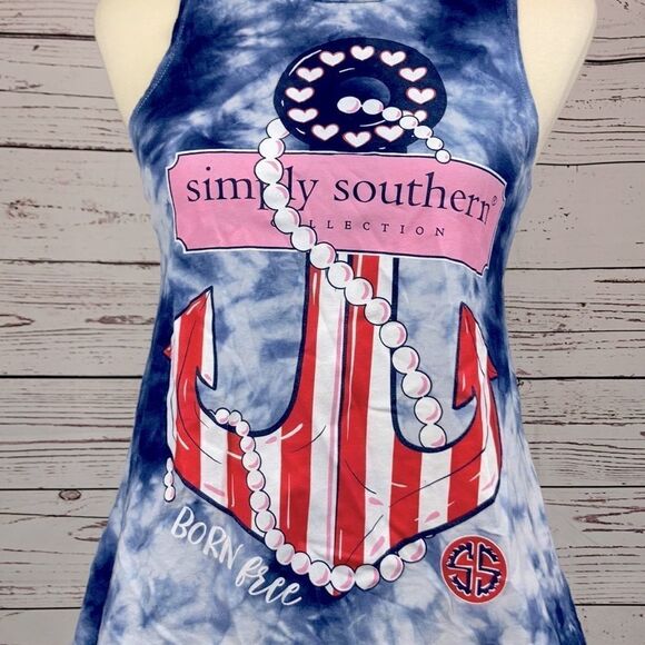 𝅺Simply Southern Blue Tie-Dye Tank Top - Picture 1 of 4